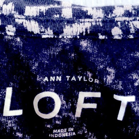 Ann Taylor Loft Navy 100% Cotton Argyle Crochet Accent Tank Top SZ L EUC - Picture 9 of 12